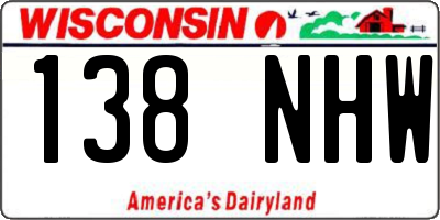 WI license plate 138NHW