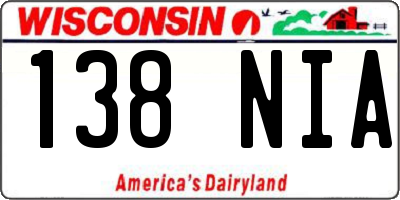 WI license plate 138NIA
