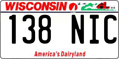 WI license plate 138NIC