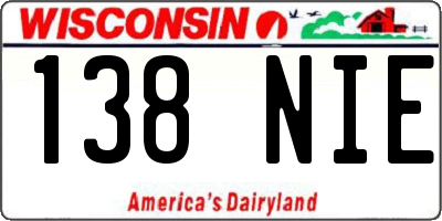WI license plate 138NIE