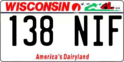 WI license plate 138NIF