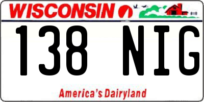 WI license plate 138NIG