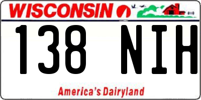 WI license plate 138NIH