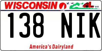 WI license plate 138NIK