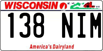 WI license plate 138NIM