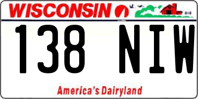 WI license plate 138NIW