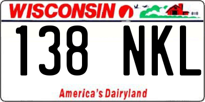 WI license plate 138NKL