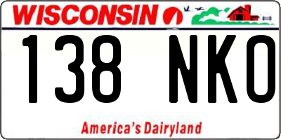 WI license plate 138NKO