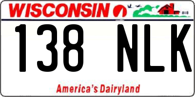 WI license plate 138NLK