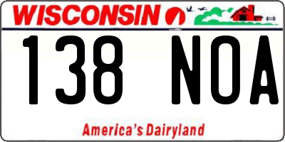 WI license plate 138NOA