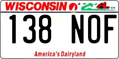 WI license plate 138NOF
