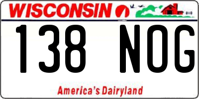 WI license plate 138NOG