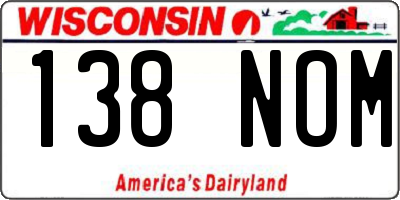 WI license plate 138NOM