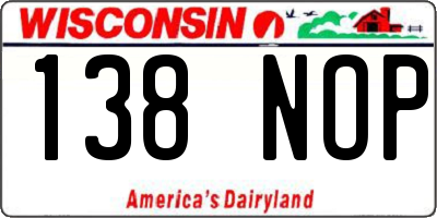 WI license plate 138NOP