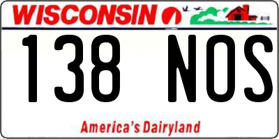 WI license plate 138NOS