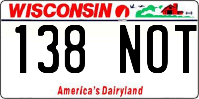 WI license plate 138NOT