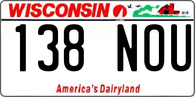 WI license plate 138NOU