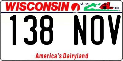 WI license plate 138NOV
