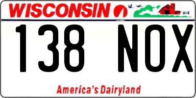 WI license plate 138NOX