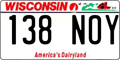 WI license plate 138NOY