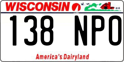 WI license plate 138NPO