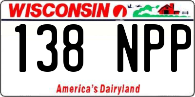 WI license plate 138NPP