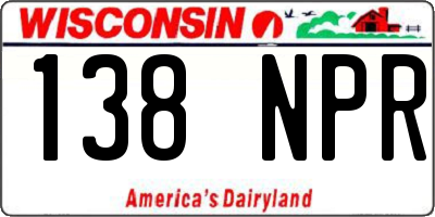 WI license plate 138NPR