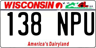 WI license plate 138NPU