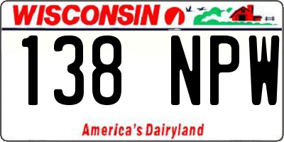 WI license plate 138NPW