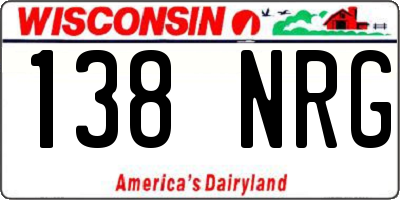 WI license plate 138NRG