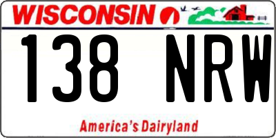 WI license plate 138NRW