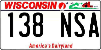WI license plate 138NSA