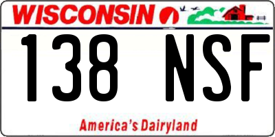 WI license plate 138NSF