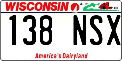 WI license plate 138NSX