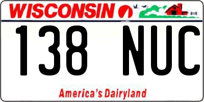 WI license plate 138NUC