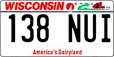 WI license plate 138NUI
