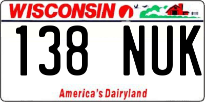 WI license plate 138NUK