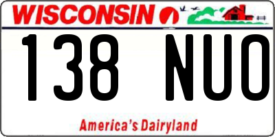 WI license plate 138NUO