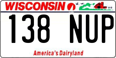 WI license plate 138NUP