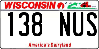 WI license plate 138NUS