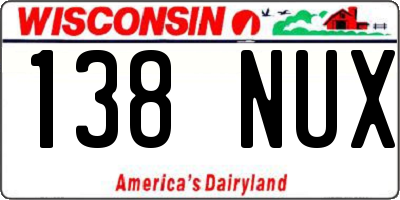 WI license plate 138NUX