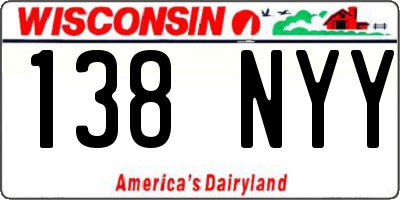WI license plate 138NYY