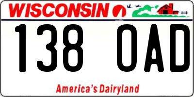 WI license plate 138OAD