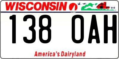 WI license plate 138OAH