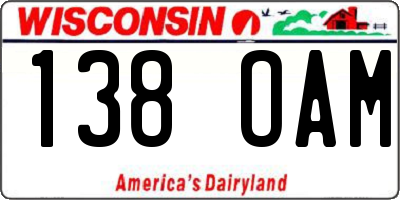 WI license plate 138OAM