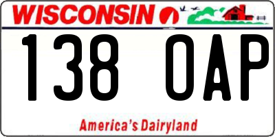 WI license plate 138OAP