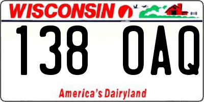 WI license plate 138OAQ