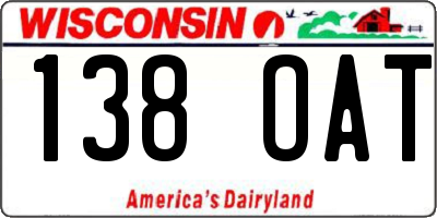 WI license plate 138OAT