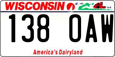WI license plate 138OAW