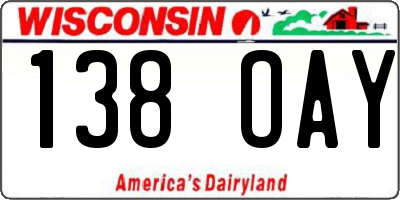 WI license plate 138OAY